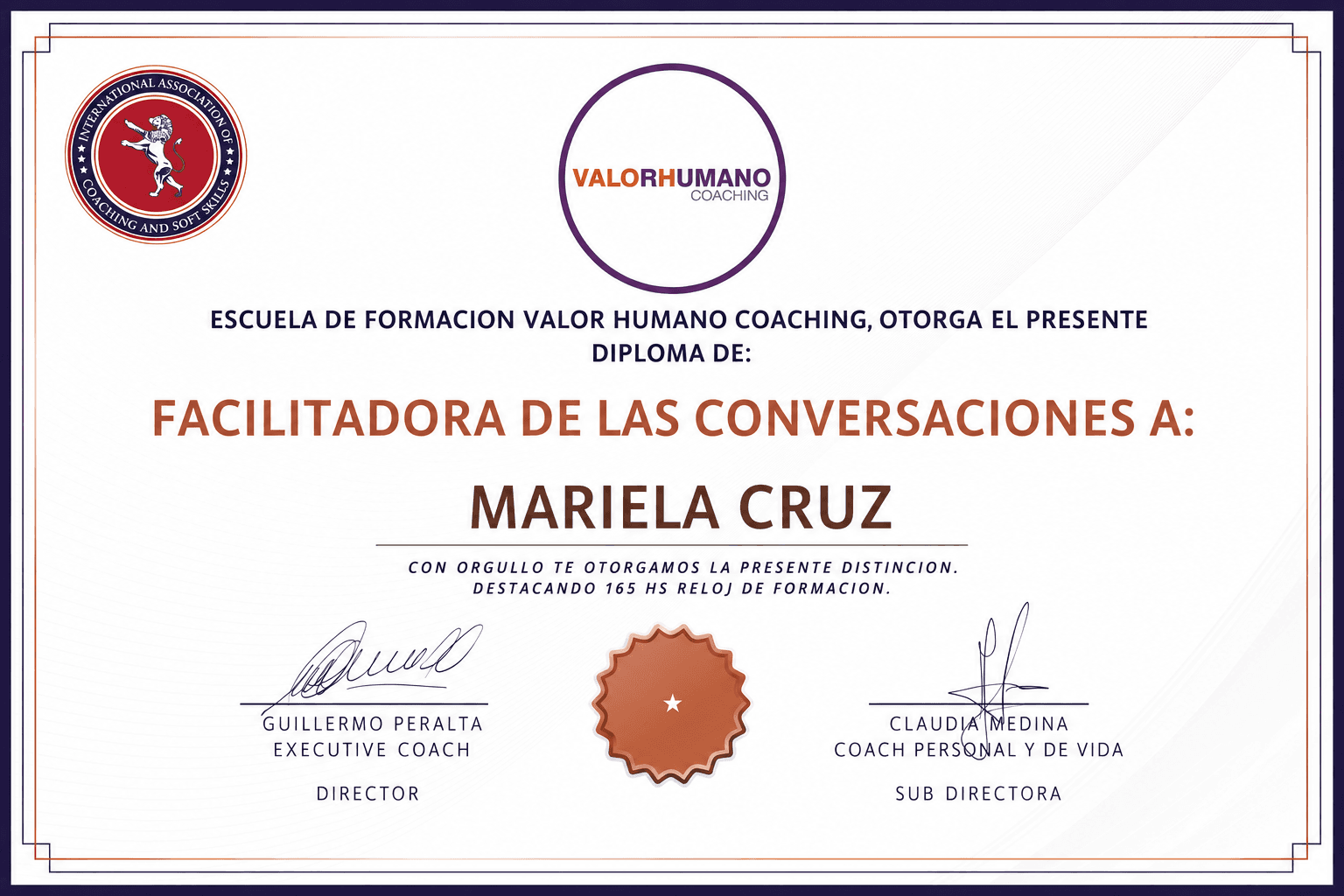 Ejemplo de certificación de Formación en Coaching Ontológico Profesional - Primer Año